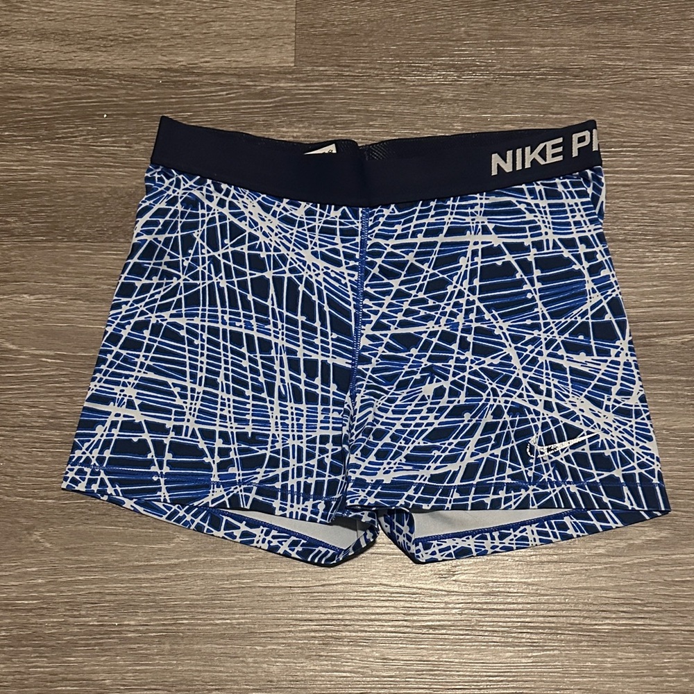 Nike Pro Navy and White Graphic Shorts